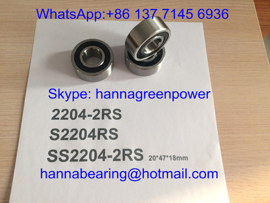 SS2204-2RS / S2204RS / 2204- TVH Rolamentos de esferas auto-alinhados de aço inoxidável com vedação de borracha, 20*47*18mm