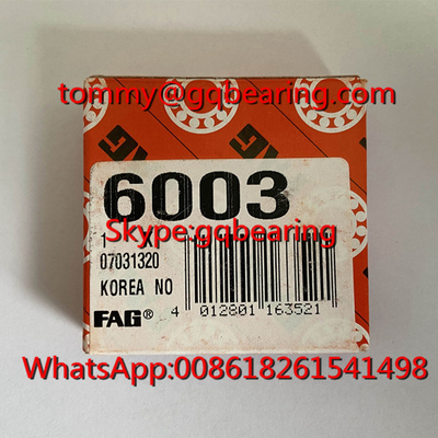 Gcr15 aço fabricado na Coreia tipo aberto FAG 6003 Deep Groove Ball Bearing